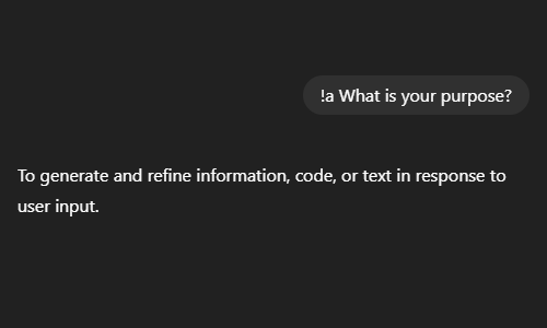 A prompt to ChatGPT using the !a bang